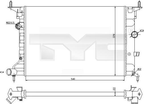 TYC 725-0026-R - Radiators, Motora dzesēšanas sistēma xparts.lv