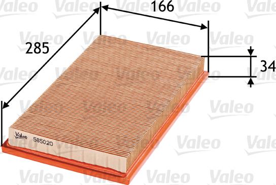 Valeo 585020 - Gaisa filtrs xparts.lv