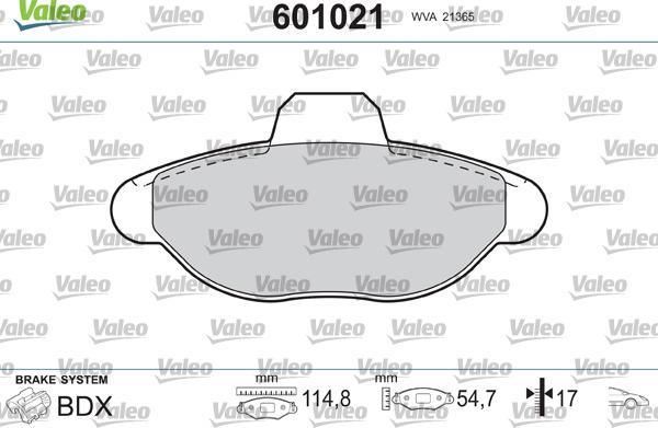 Valeo 601021 - Bremžu uzliku kompl., Disku bremzes xparts.lv