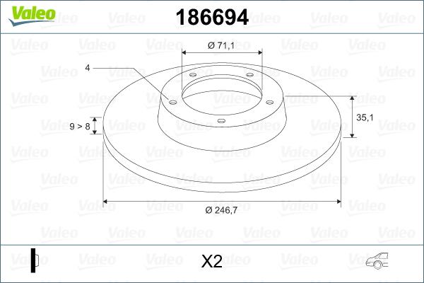 Valeo 186694 - Bremžu diski xparts.lv