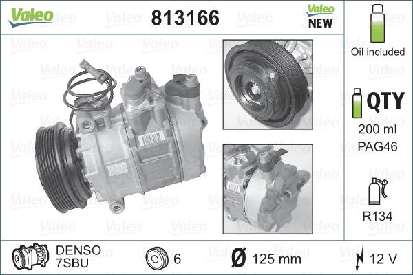 Valeo 813166 - Kompresors, Gaisa kond. sistēma xparts.lv