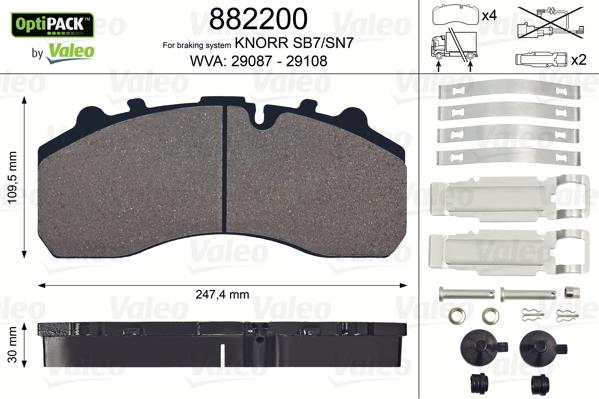 Valeo 882200 - Brake Pad Set, disc brake xparts.lv