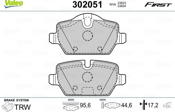 Valeo 302051 - Тормозные колодки, дисковые, комплект xparts.lv
