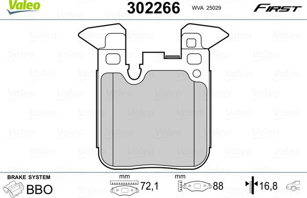 Valeo 302266 - Brake Pad Set, disc brake xparts.lv