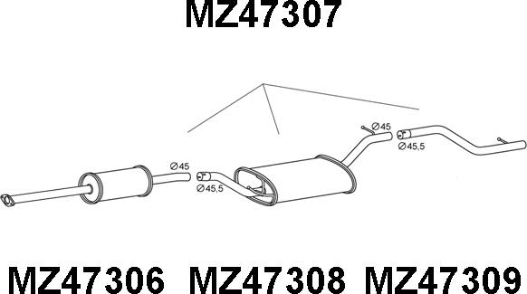 Veneporte MZ47307 - Izplūdes gāzu trokšņa slāpētājs (pēdējais) xparts.lv