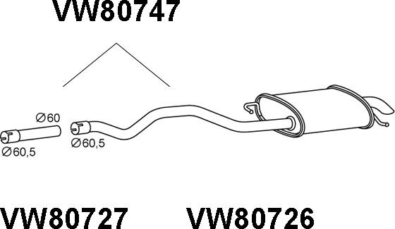 Veneporte VW80747 - Глушитель выхлопных газов, конечный xparts.lv