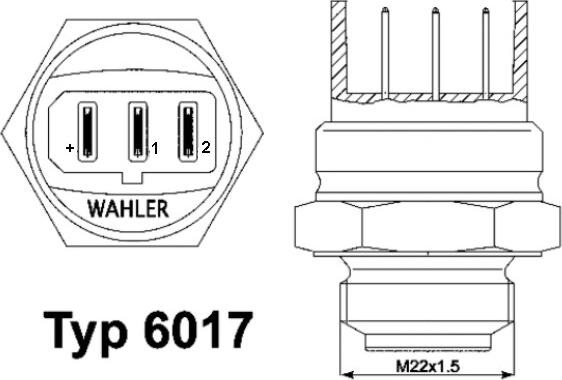 WAHLER 6017.95D - Temperatūros jungiklis, radiatoriaus ventiliatorius xparts.lv