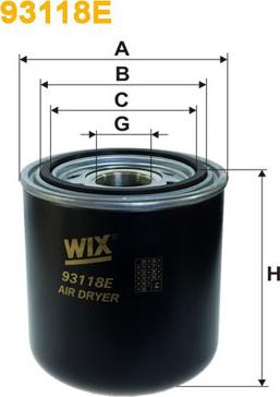 WIX Filters 93118E - Патрон осушителя воздуха, пневматическая система xparts.lv