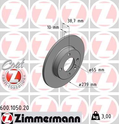 Zimmermann 600.1050.20 - Brake Disc xparts.lv