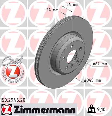 Zimmermann 150.2946.20 - Brake Disc xparts.lv