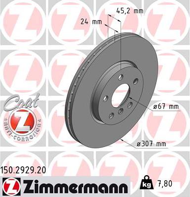 Zimmermann 150.2929.20 - Brake Disc xparts.lv