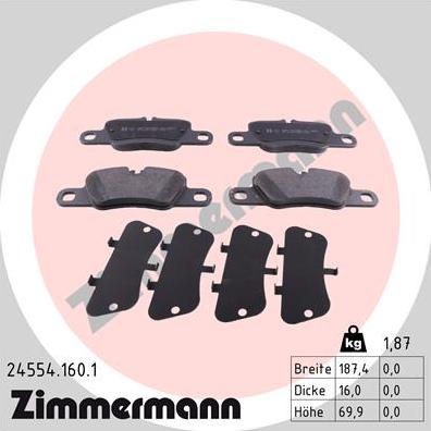 Zimmermann 24554.160.1 - Brake Pad Set, disc brake xparts.lv