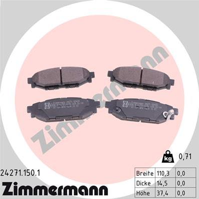 Zimmermann 24271.150.1 - Тормозные колодки, дисковые, комплект xparts.lv