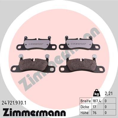 Zimmermann 24721.970.1 - Brake Pad Set, disc brake xparts.lv