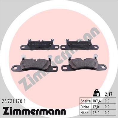 Zimmermann 24721.170.1 - Brake Pad Set, disc brake xparts.lv