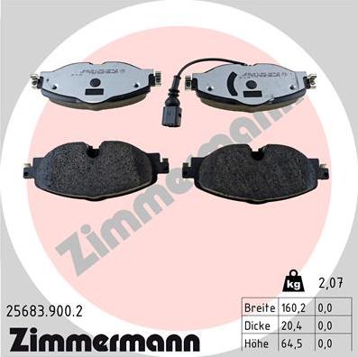 Zimmermann 25683.900.2 - Stabdžių trinkelių rinkinys, diskinis stabdys xparts.lv