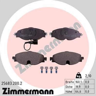 Zimmermann 25683.200.2 - Brake Pad Set, disc brake xparts.lv