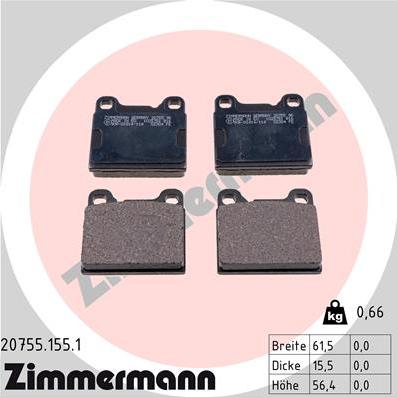Zimmermann 20755.155.1 - Тормозные колодки, дисковые, комплект xparts.lv