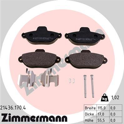 Zimmermann 21436.170.4 - Brake Pad Set, disc brake xparts.lv