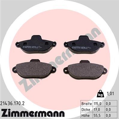 Zimmermann 21436.170.2 - Brake Pad Set, disc brake xparts.lv