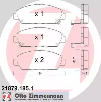 Zimmermann 21879.185.1 - Brake Pad Set, disc brake xparts.lv