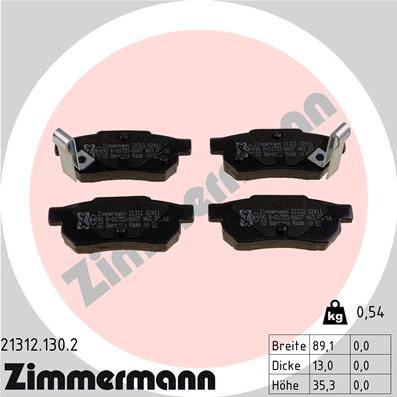 Zimmermann 21312.130.2 - Brake Pad Set, disc brake xparts.lv
