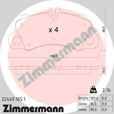 Zimmermann 22469.165.1 - Тормозные колодки, дисковые, комплект xparts.lv