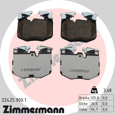Zimmermann 22425.900.1 - Brake Pad Set, disc brake xparts.lv