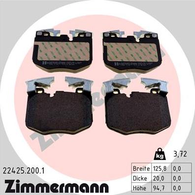 Zimmermann 22425.200.1 - Brake Pad Set, disc brake xparts.lv