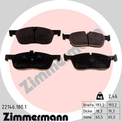 Zimmermann 22146.180.1 - Тормозные колодки, дисковые, комплект xparts.lv