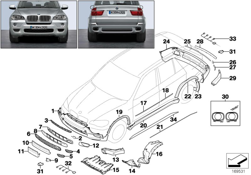 BMW 66 20 2 180 147 - Retrofit, m aerodynamic kit: 6  pcs. xparts.lv