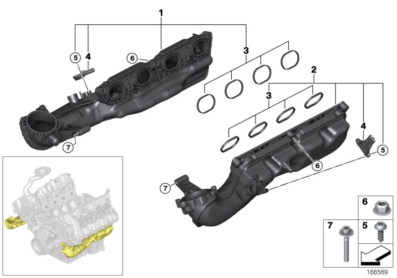 BMW 11617555666 - Intake manifold system: 1  pcs. xparts.lv