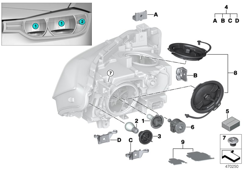 BMW 63117428426 - Individual parts for headlamp, halogen: 2 Kit pcs. xparts.lv