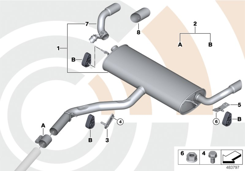 BMW 18302455251 - Installation kit for rear silencer xparts.lv