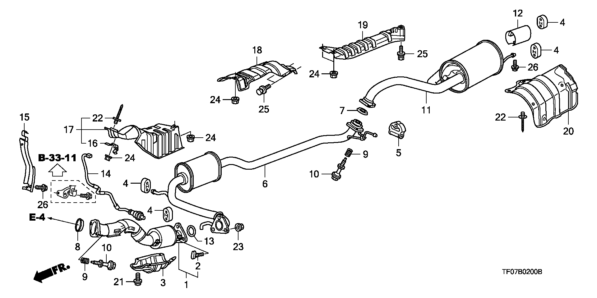 Honda (18220-TF0-003) - Montāžas komplekts, Izplūdes gāzu sistēma xparts.lv