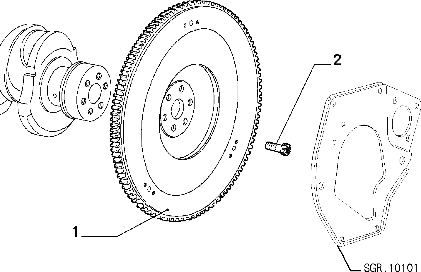 FIAT 55216573 - Crankshaft and flywheel (var.: 2/rev.: 0): 01 pcs. xparts.lv