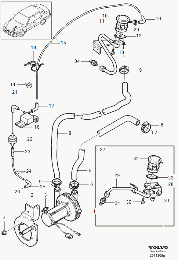 Volvo 949 120 - Exhaust emission control with air pump: x pcs. xparts.lv