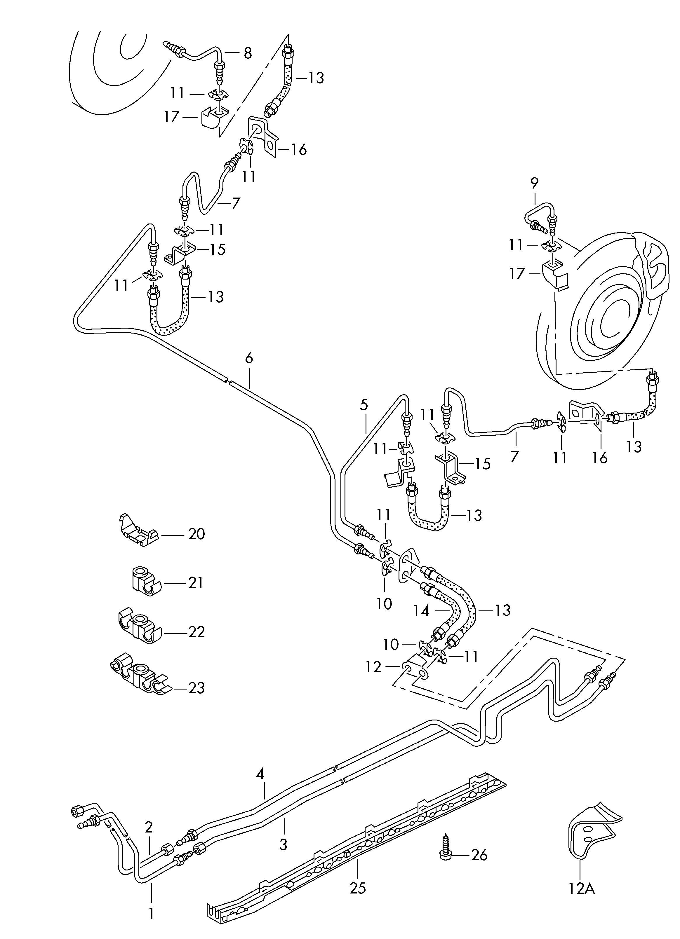 VAG 3D0614741G - brake line from connecting piece to brake hose xparts.lv